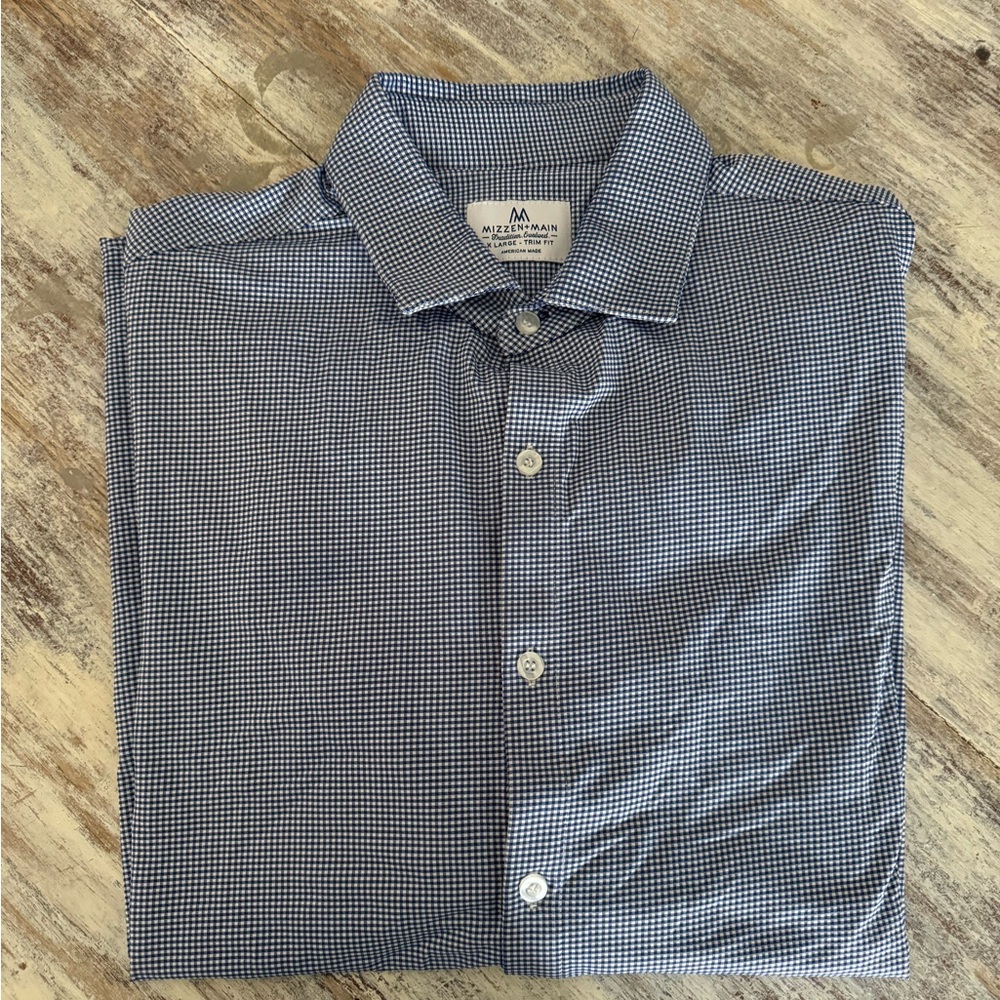 Mizzen+Main Long sleeve dress shirt blue gingham